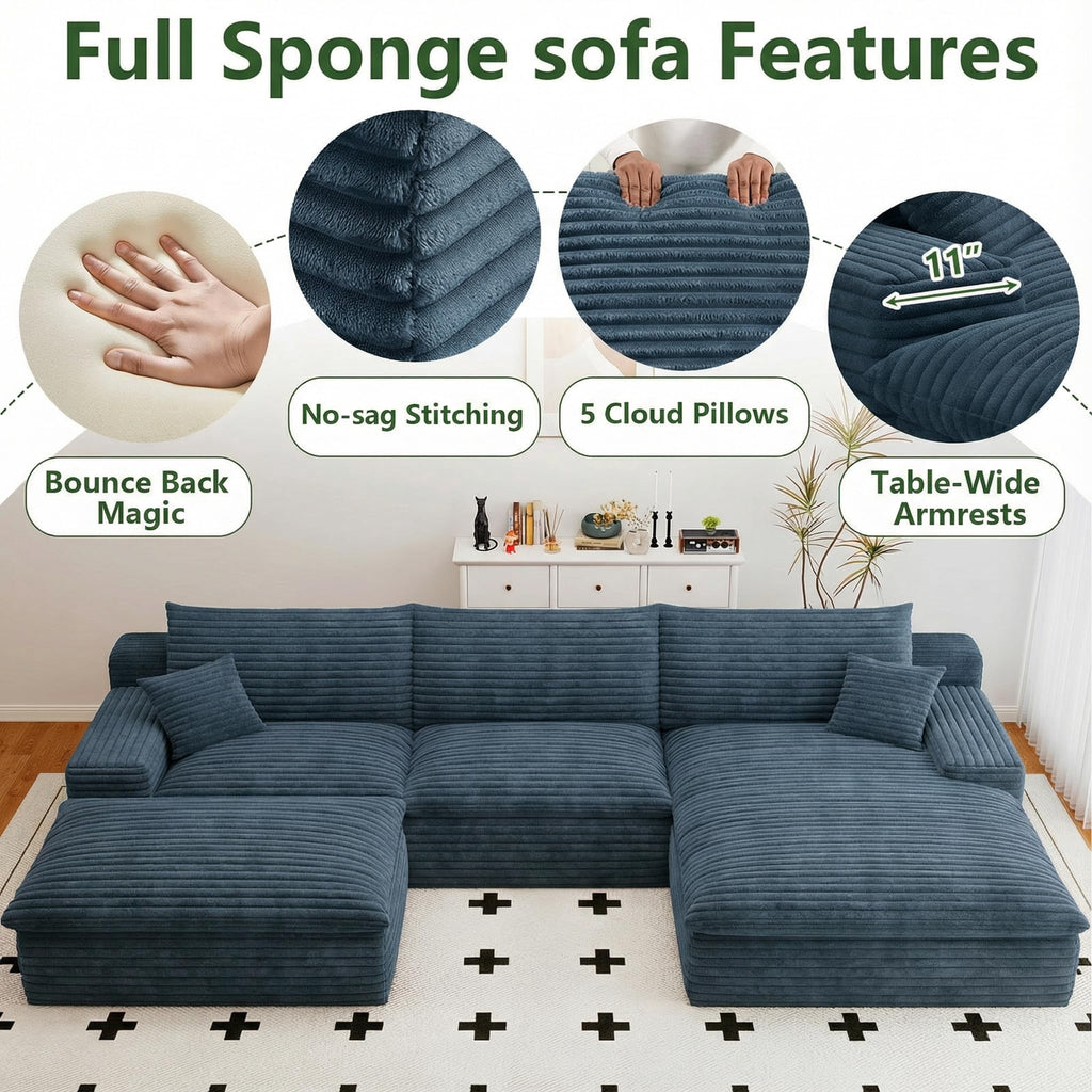 Blue U-3 Right+Ottoman W2824DIY101-ZZ