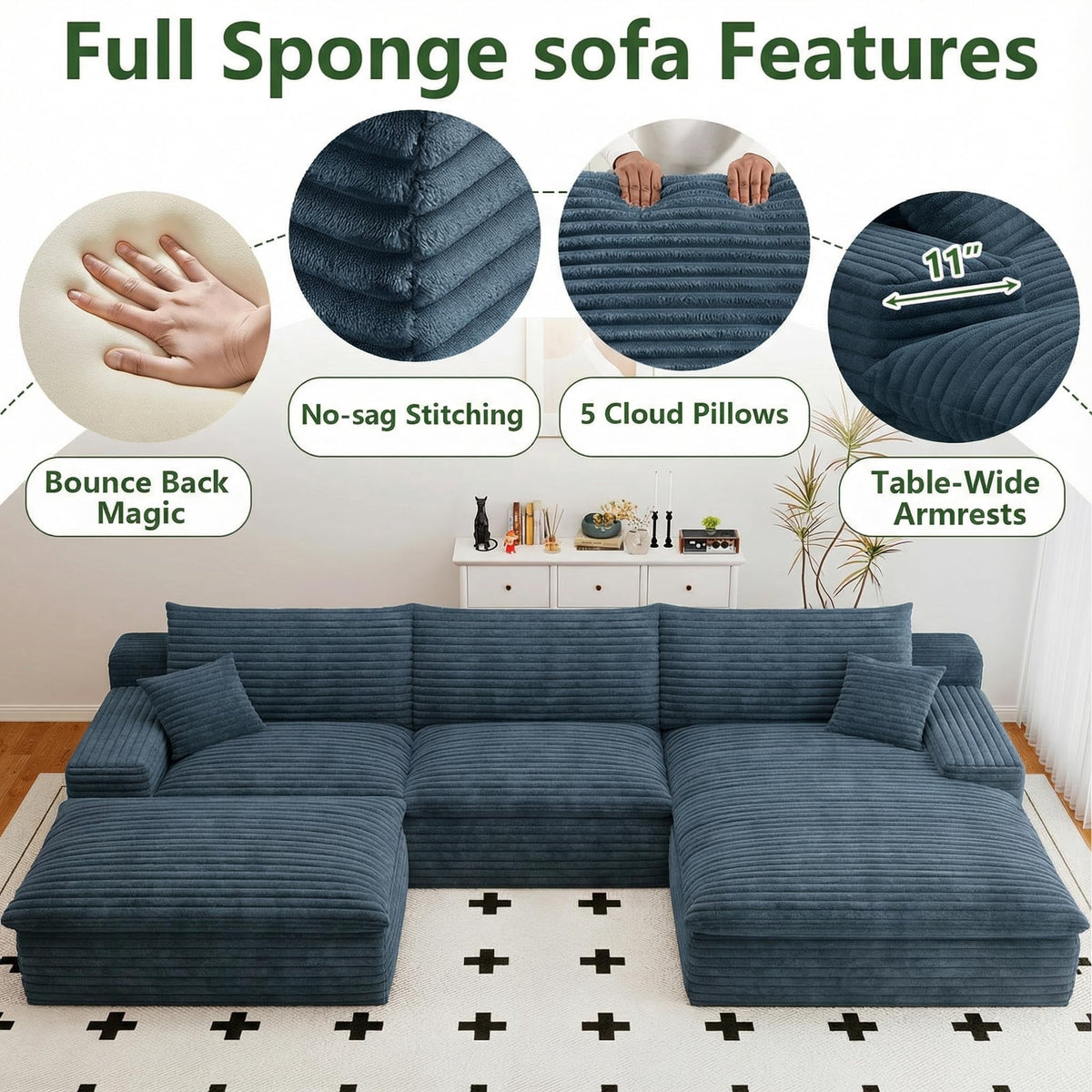 Blue U-3 Right+Ottoman W2824DIY101-ZZ