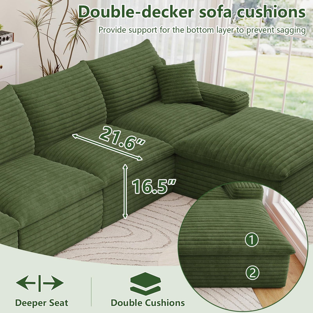 Green L-4 Seater+Ottoman W2824DIY147-ZZ