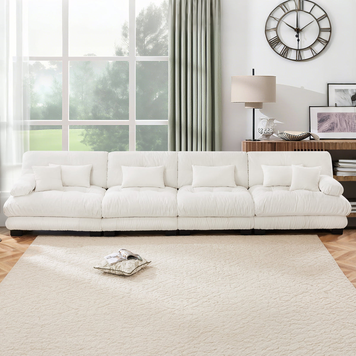 White Chenille 4 Seater W714S01004