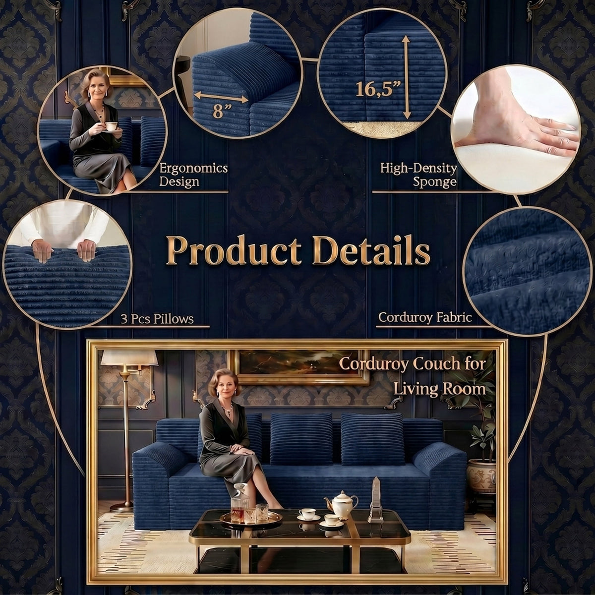 Blue Diagonal Armrest W5571P440916-ZZ//
