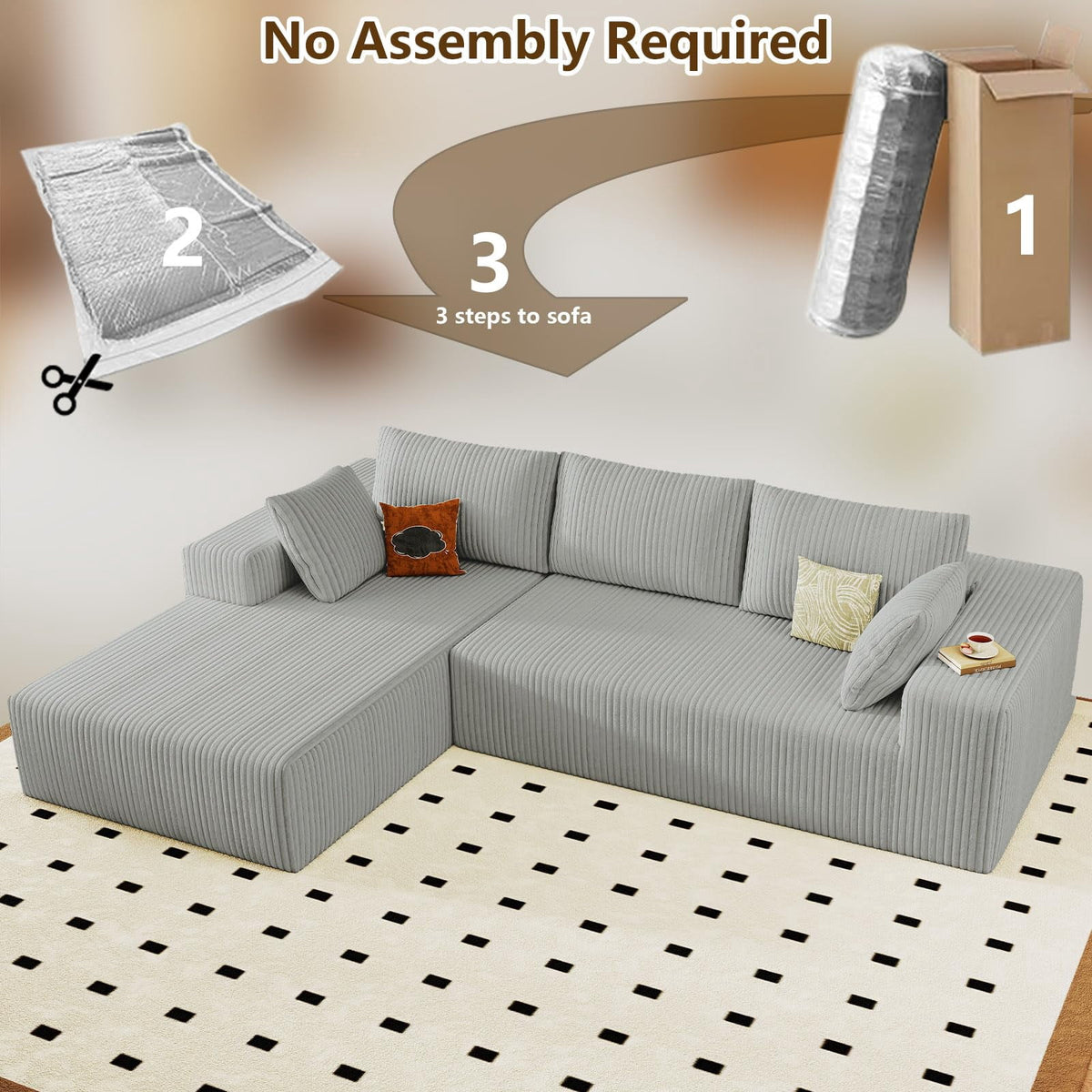 Light Gray 96" Left Facing Chaise W3315P409838/
