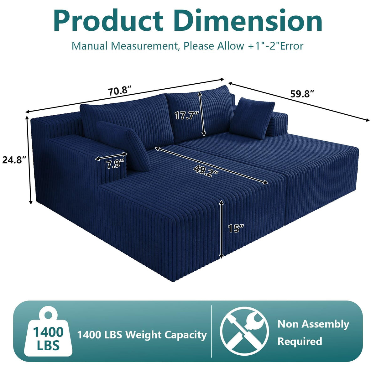 Blue Modern, Minimalist, Cozy, Modular Living, Contemporary W5571P450562-blue