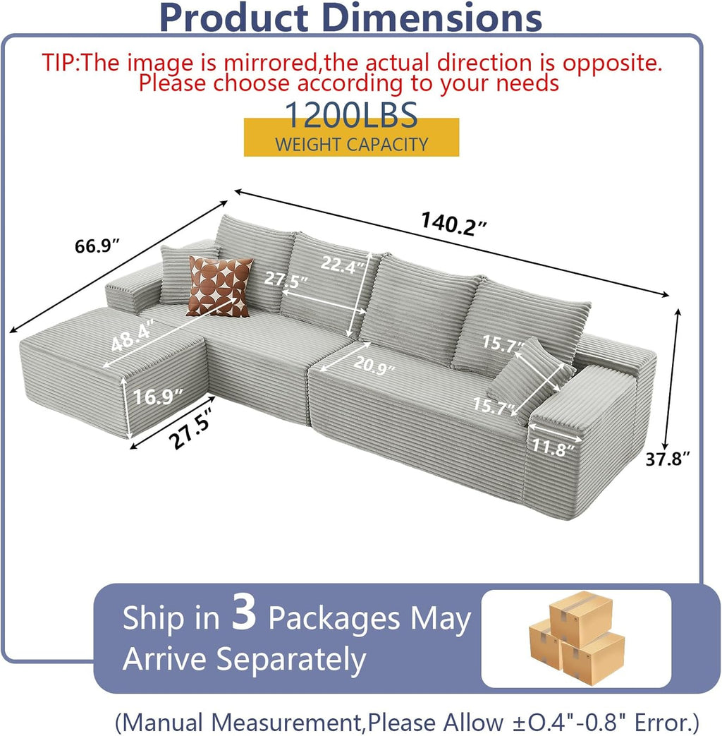 Style H-l Shaped-4 Seater+ottoman-grey W2824DIY17