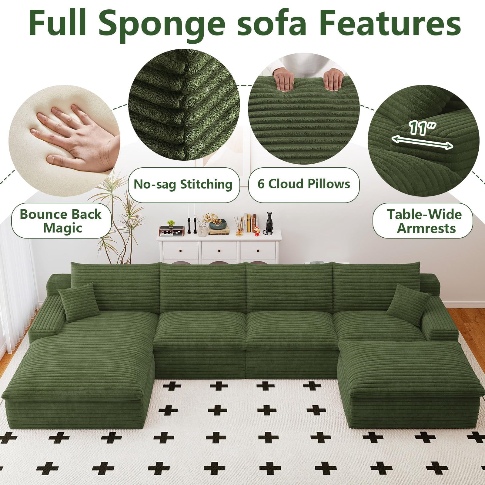 Green U-4 Left+Ottoman W2824S00135-Z