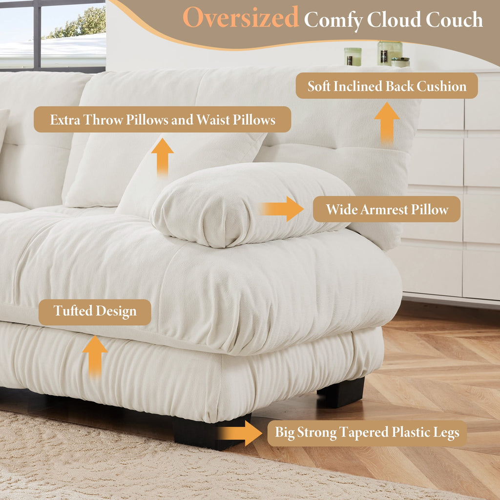 White Chenille 4 Seater W714S01004