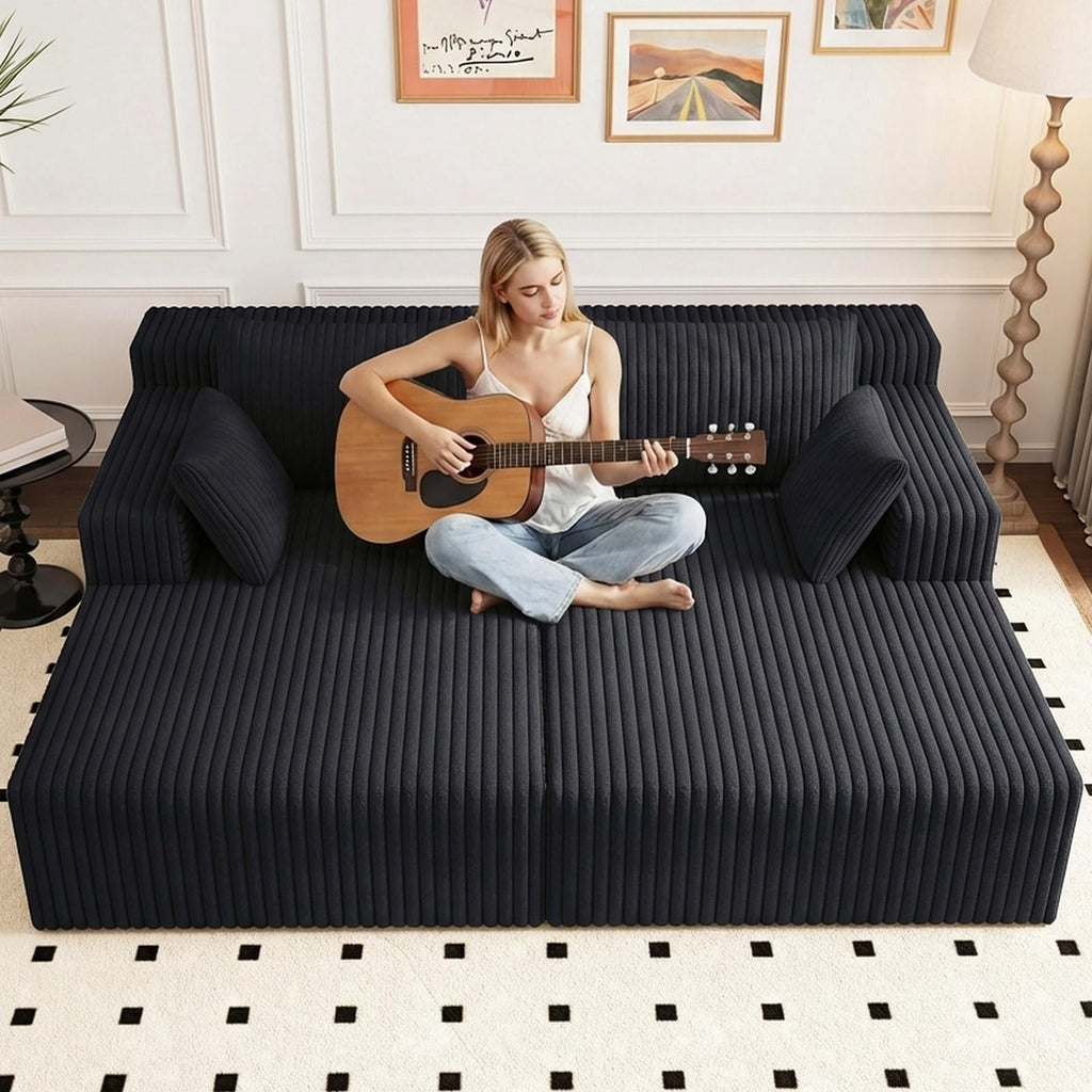 Black Modern, Minimalist, Cozy, Modular Living, Contemporary W5571P450560-black