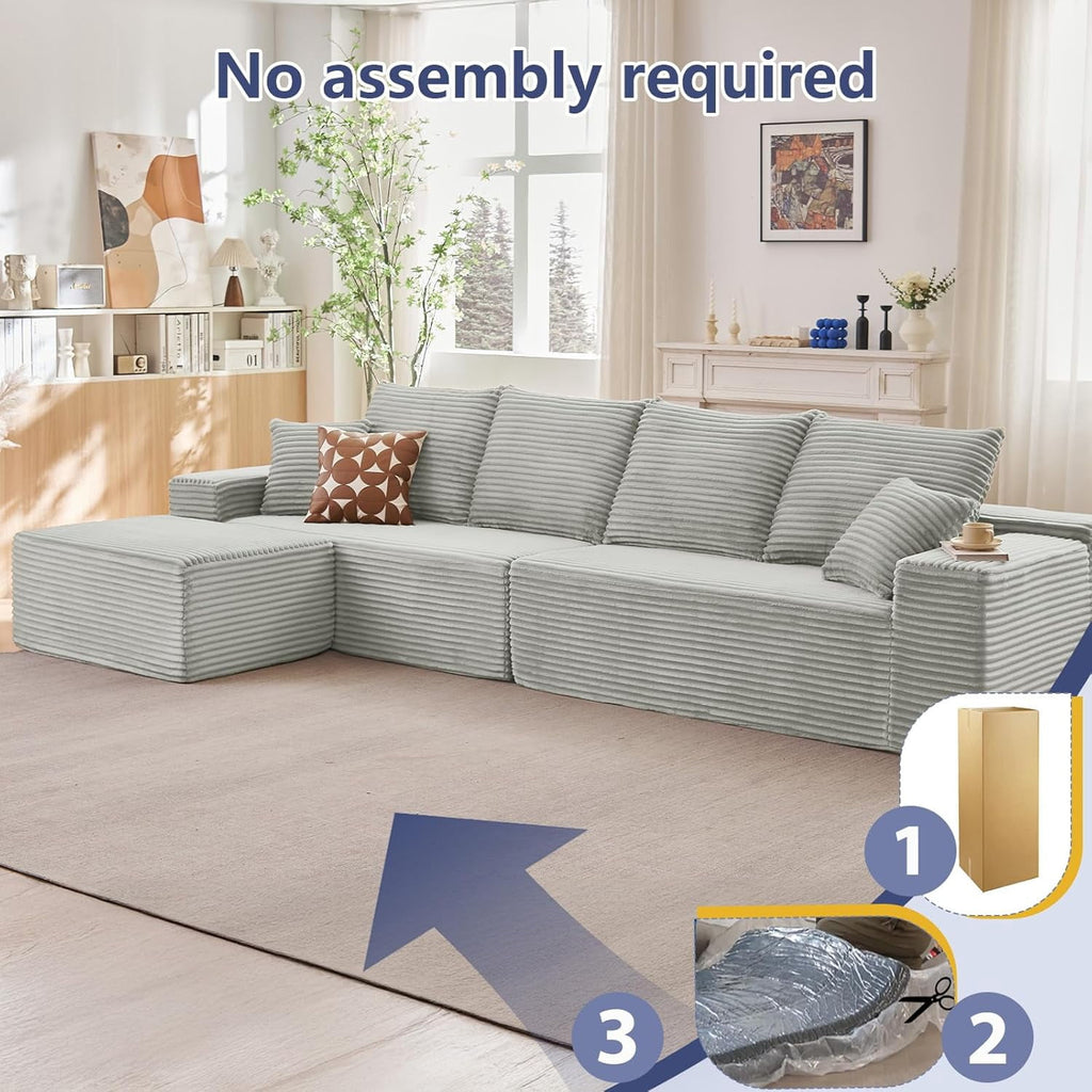 Style H-l Shaped-4 Seater+ottoman-grey W2824DIY17