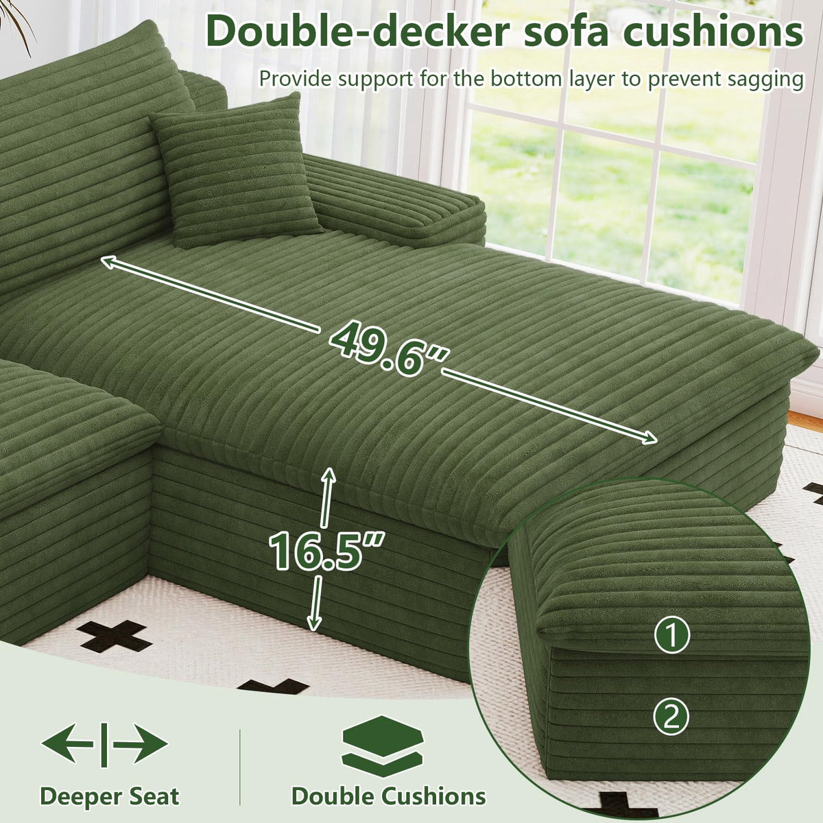 Green U-4 Right+Ottoman W2824S00136-Z