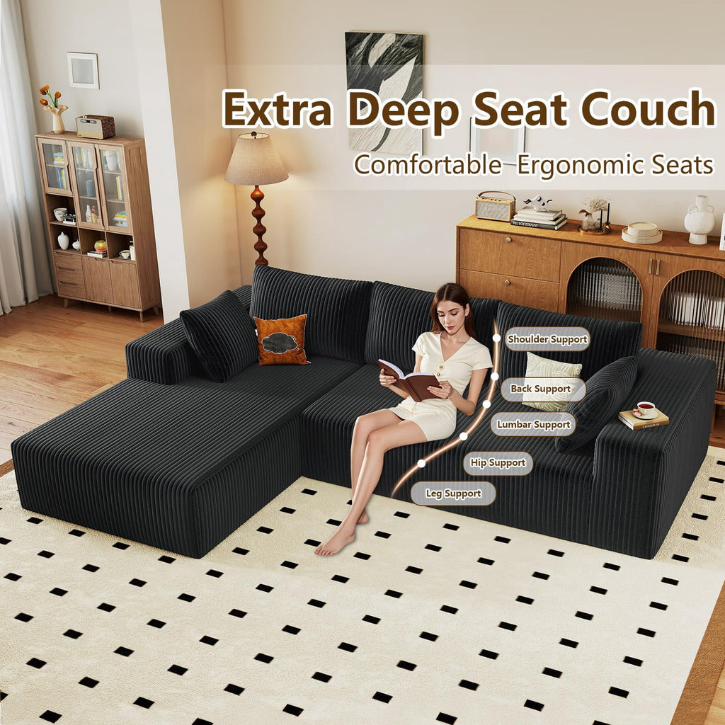 Black 96" Left Facing Chaise W3315P374744/
