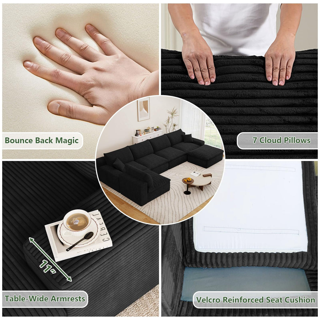 Blcak U-5 Seater+Ottoman W2824DIY119-ZZ
