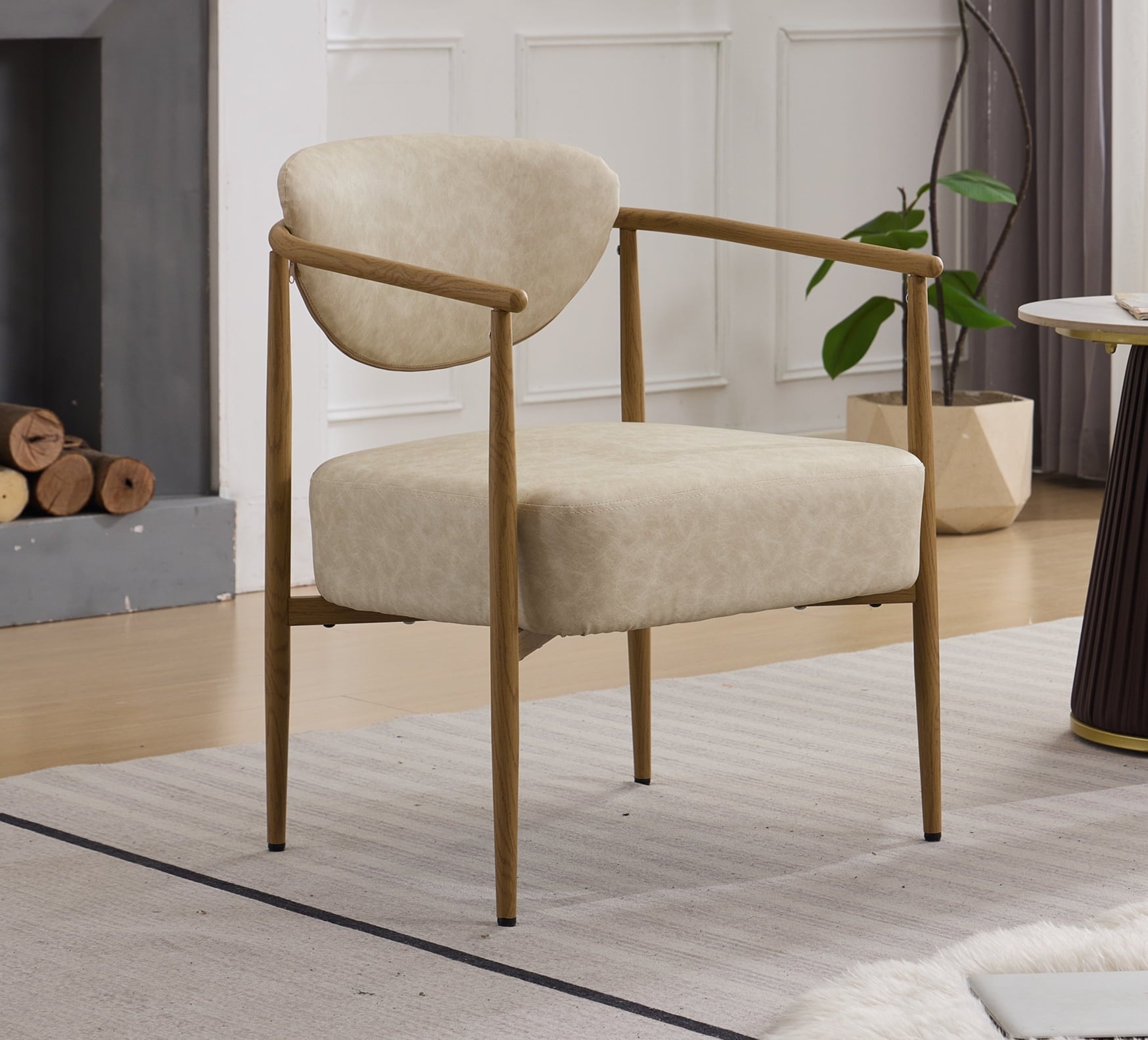 Beige + Iron + PU Leather + Foam set of 2 W3149S00003