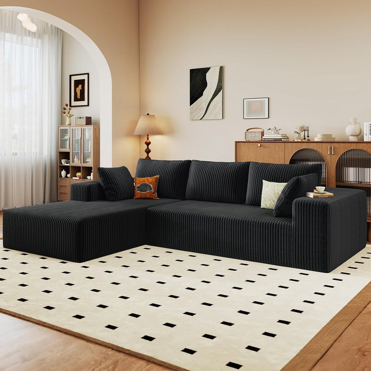 Black Left-facing chaise W5571P500137-ODUWA