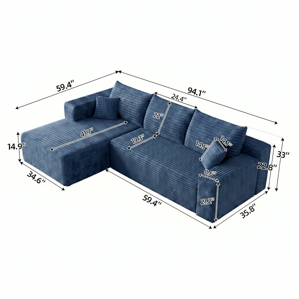 Blue Left Facing Chaise W5571P500139-