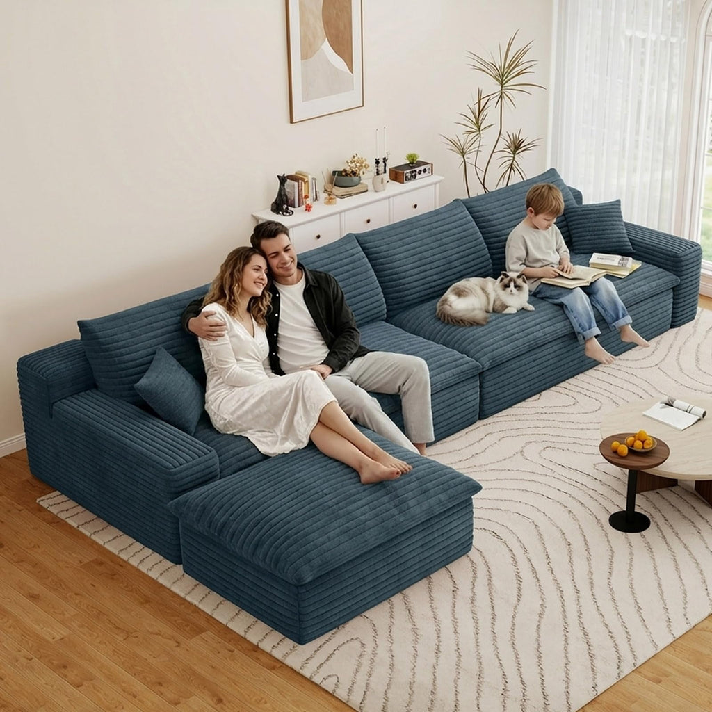 Blue L-4 Seater+Ottoman W2824DIY141-ZZ