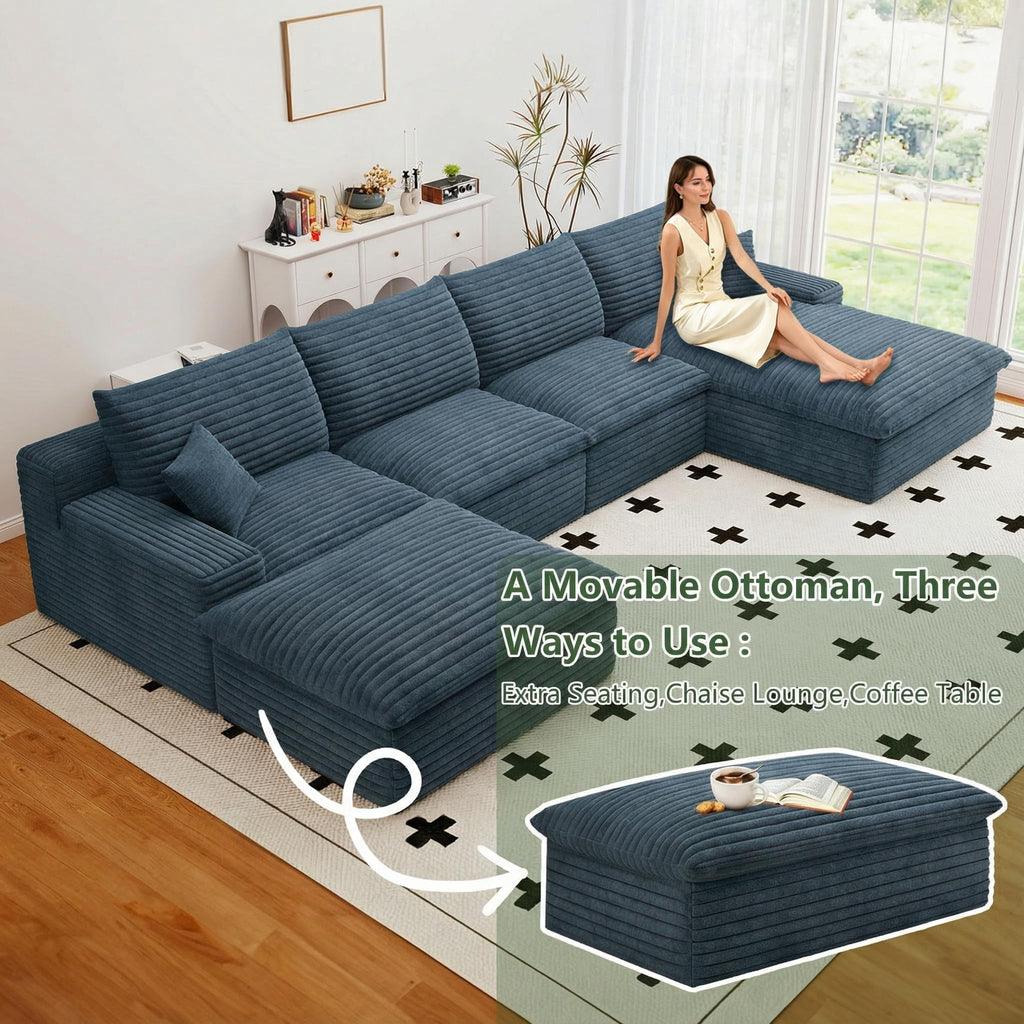 Blue U-4 Right+Ottoman W2824DIY104-ZZ