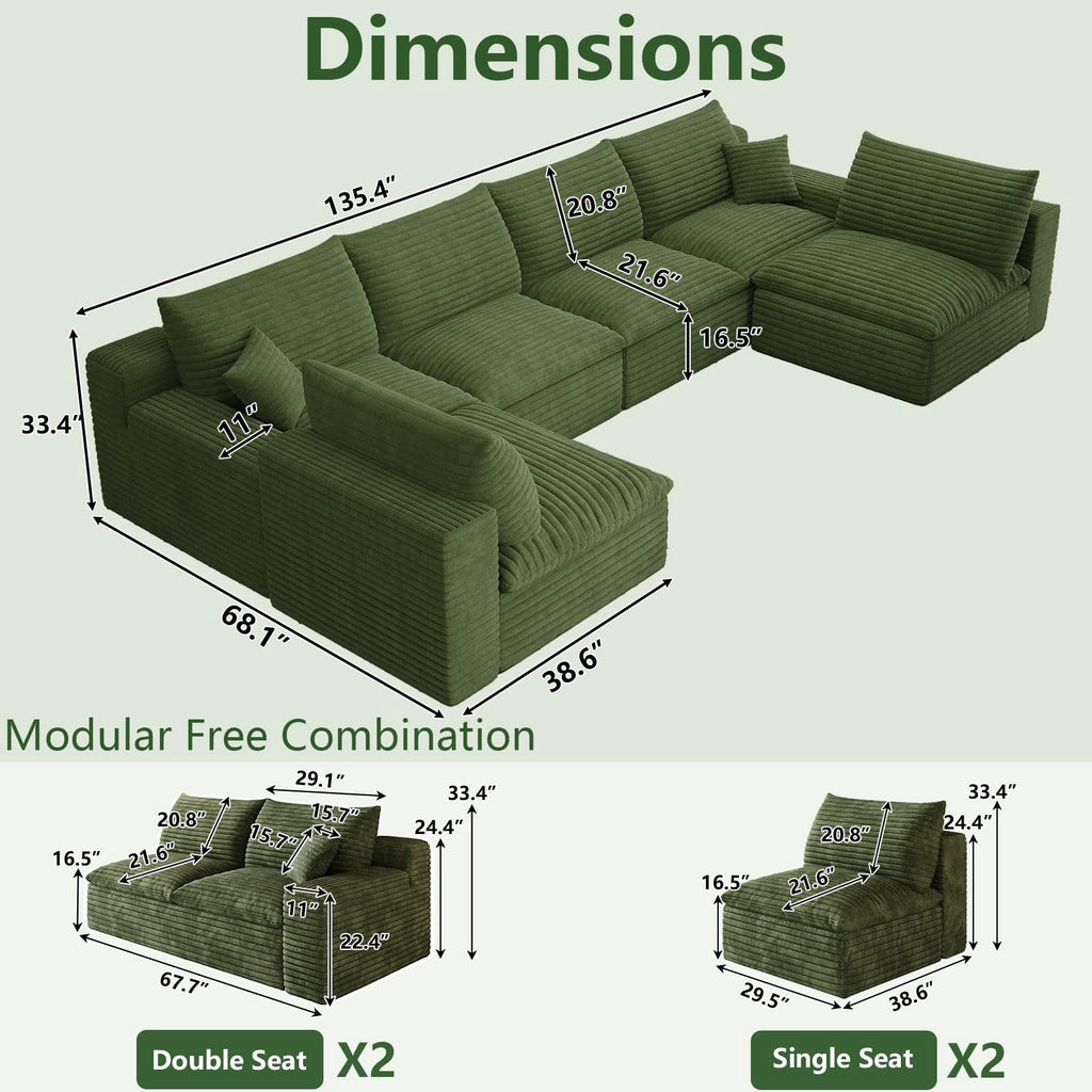 Green U-6 Seater W2824DIY149-Z
