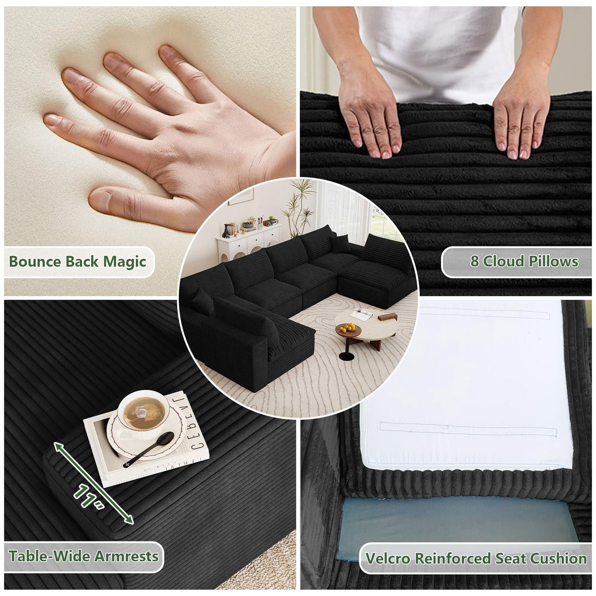 Black U-6 Seater W2824DIY113-Z