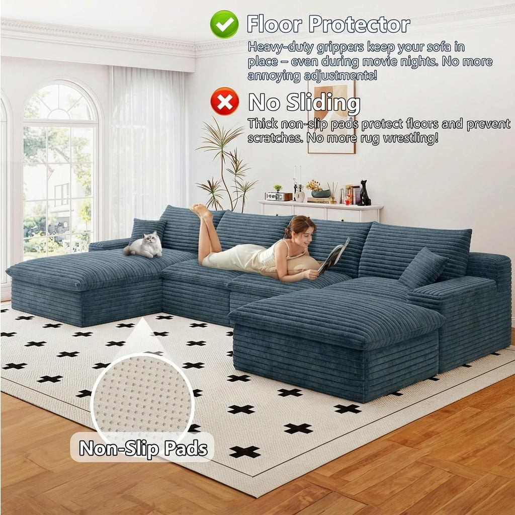 Blue U-4 Left+Ottoman W2824DIY103-ZZ