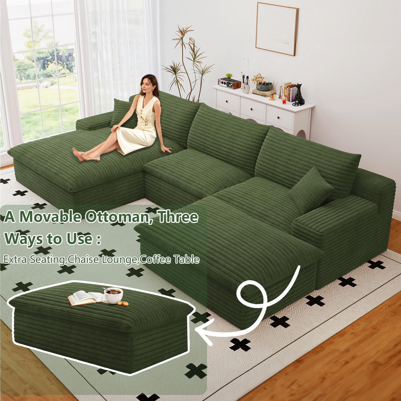 Green U-3 Left+Ottoman W2824S00131-Z